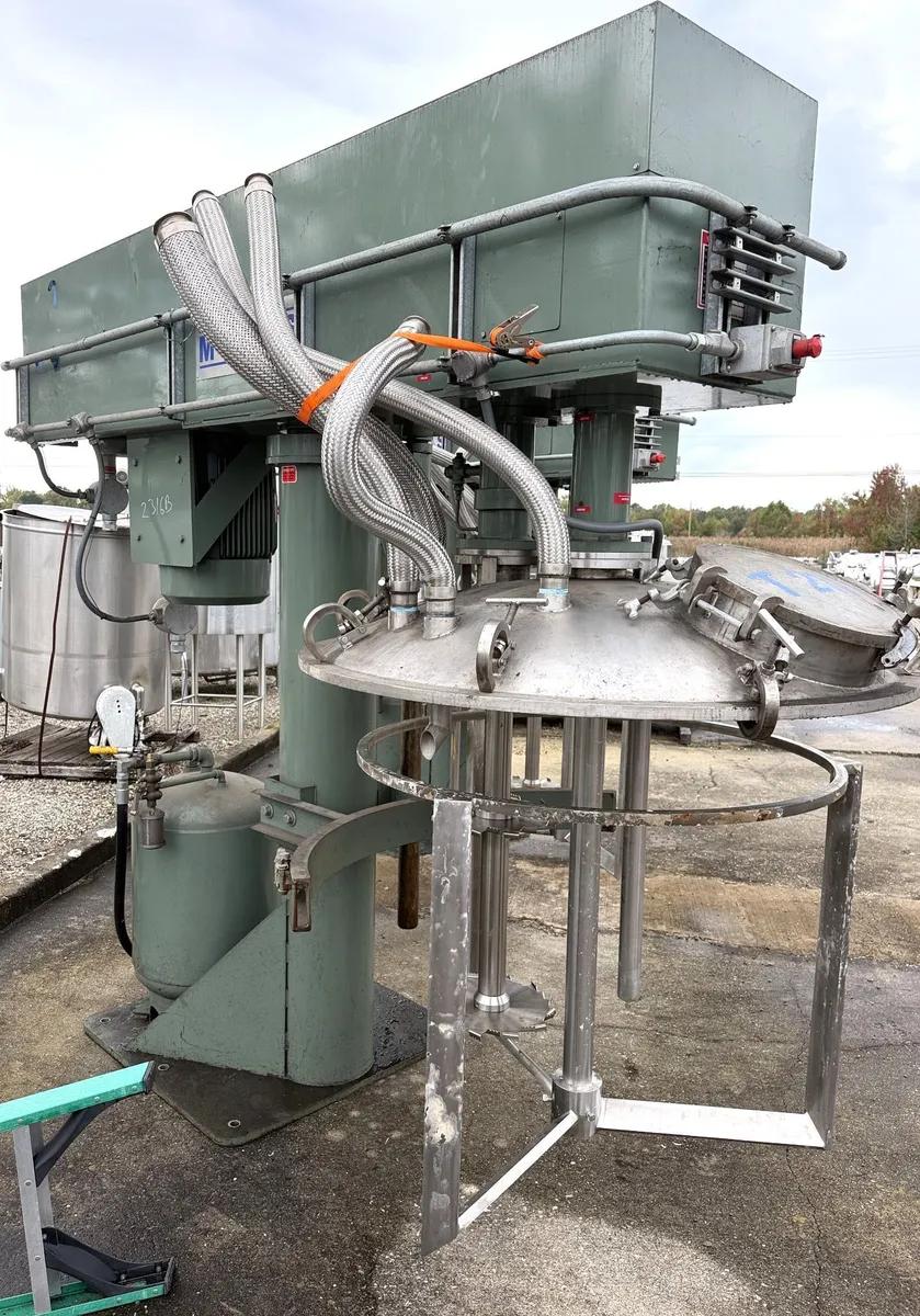 375 gallon Myers #V550A-20-40, Dual Shaft Vacuum Mixer, 316 stainless steel jacketed tank, disperser & sweep - Image 4