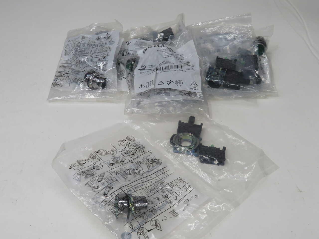 Allen-Bradley #800FM-LF3MN3GX10, illuminated push button switches, green, LOT of 10 - Image 2