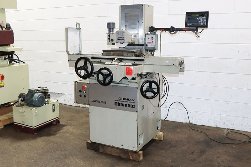 6" x 18" Okamoto #Linear-618B, hand feed surface grinder, roller bearing table, Newall DP-700 2-Axis digital - Image 1