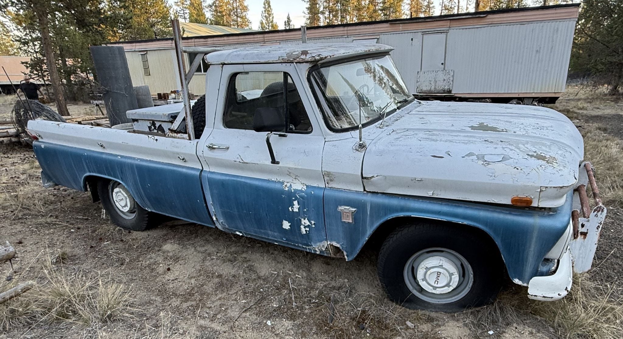 Chevrolet #C10, Fleetside Long Bed Pickup Truck, inline 6 engine, column shift, bench seat, front push bar - Image 2