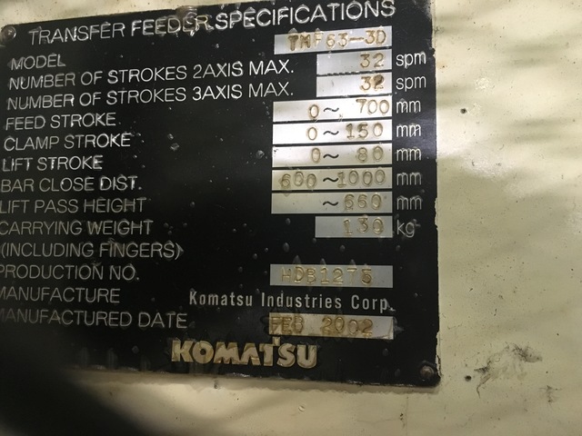 600 Ton, Komatsu #H4F600T, servo drive, transfer, 196" x 62.98" bed, 11.81" str., 14-37 IPM, 2002 - Image 8