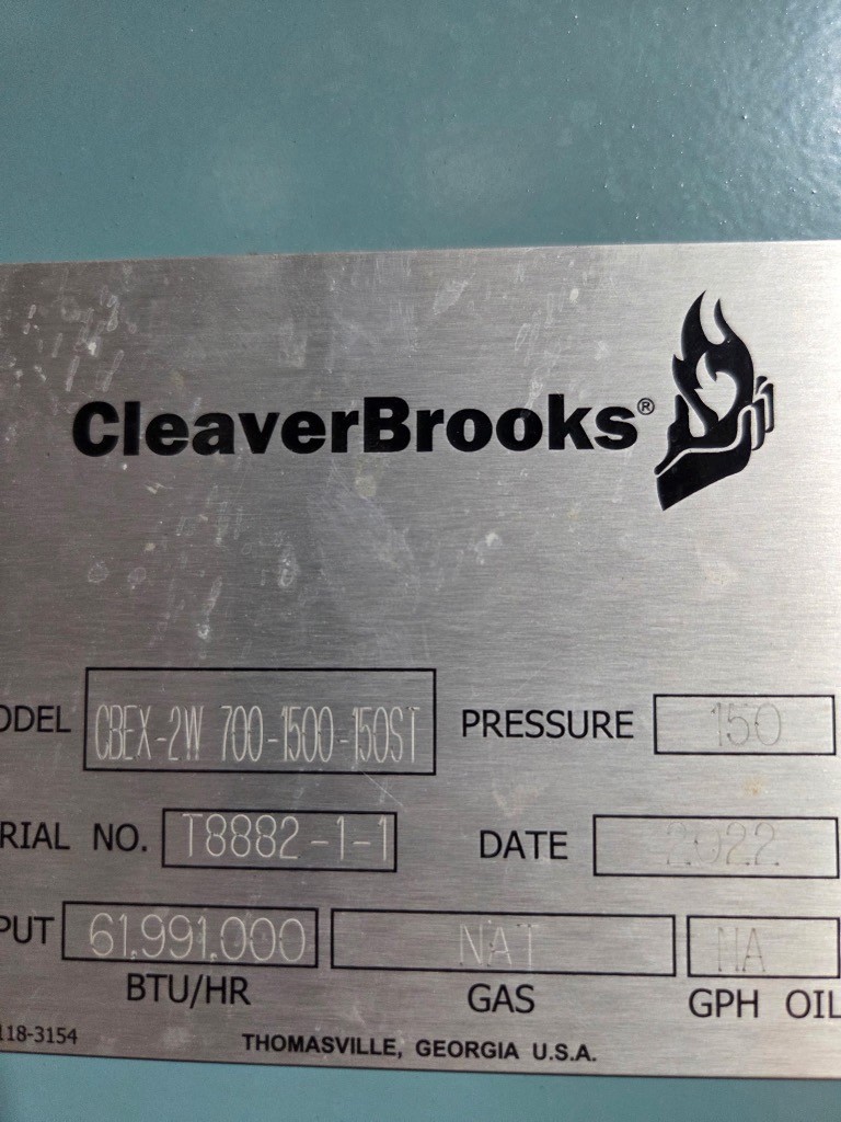 1500 HP Cleaver-Brooks #CBEX-2W-700-1500-150ST, packaged firetube steam boiler, 150 PSI, natural gas - Image 3