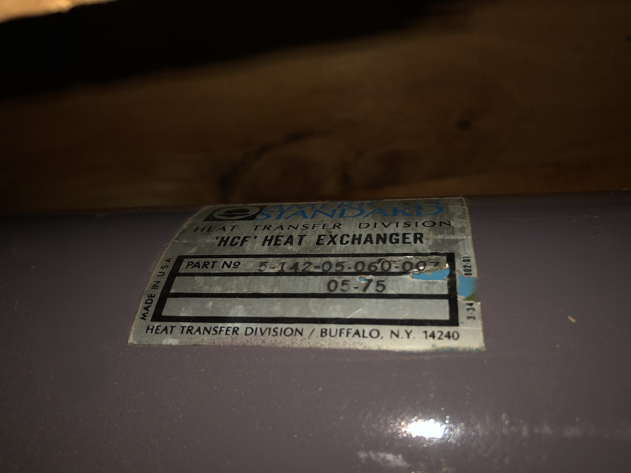 Nash MS-8719, tube & shell type heat exchanger, p/n 1-015-2-05-115-01; approx. 5" diameter, 70" LOA, - Image 4