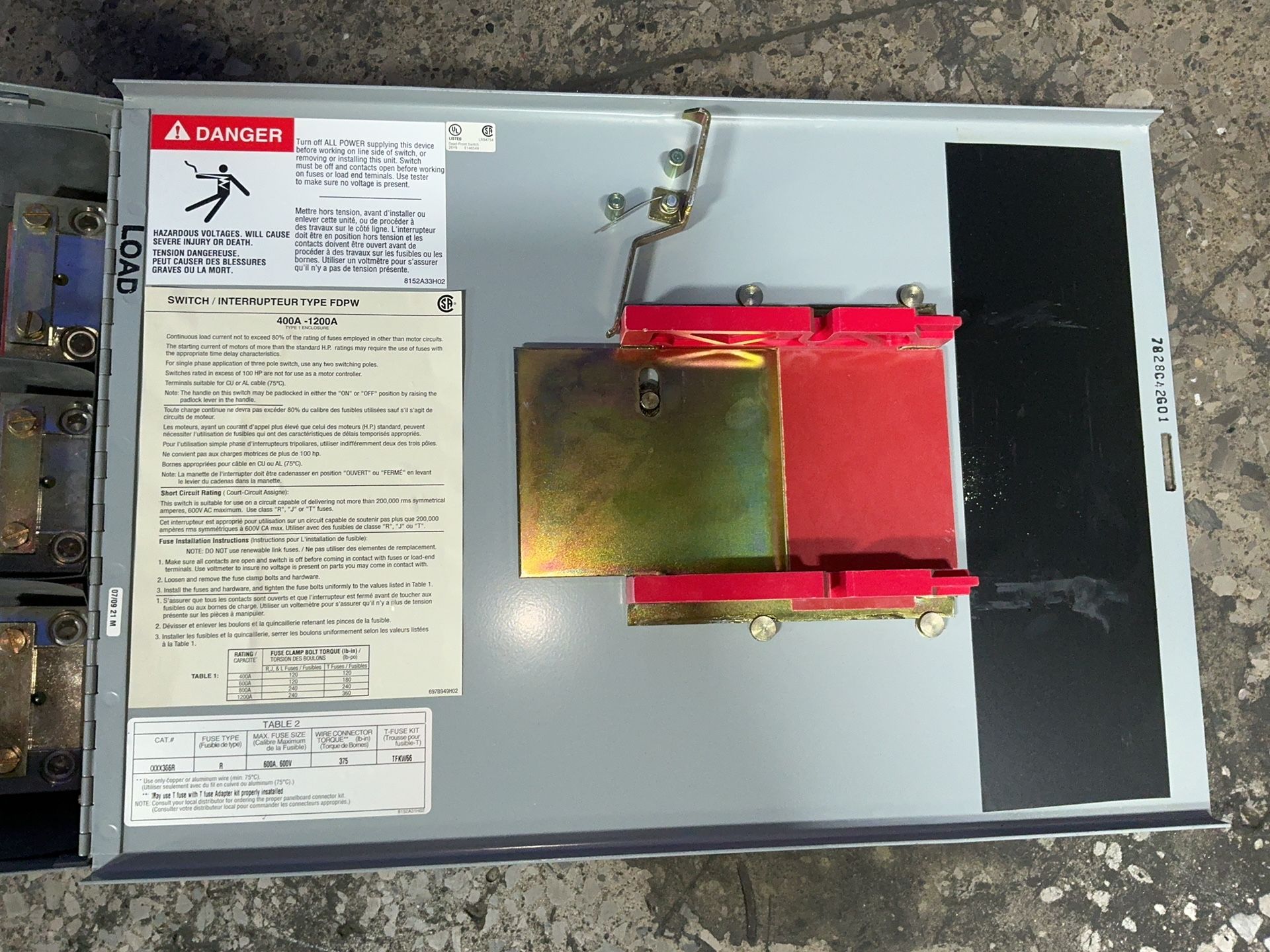 600 Amp. Eaton, FDPW-366R, fusible panelboard switch, 600 Volts - Image 4