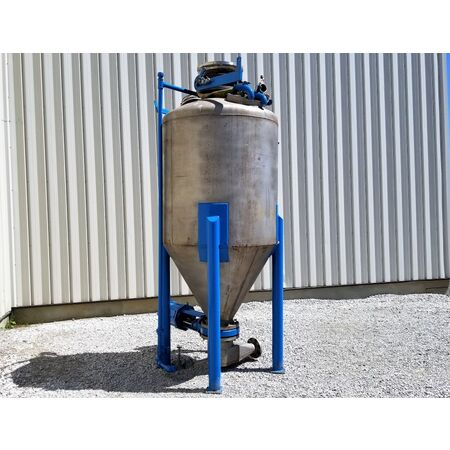 60 psi, Semco 50 cu.ft., 304S/S dense phase transporter pressure tank, dished head top, cone bottom, #12482 - Image 3