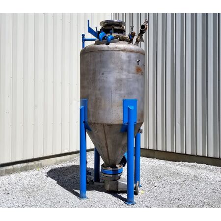60 psi, Semco 50 cu.ft., 304S/S dense phase transporter pressure tank, dished head top, cone bottom, #12482 - Image 4