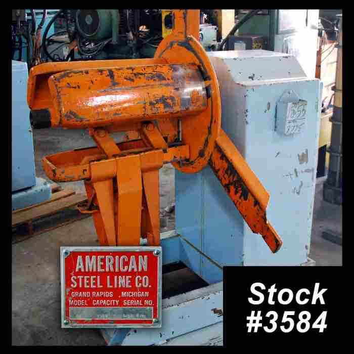 2500 lb. American Steel Line #60, single uncoiler, 18" wIdth, 60" outside dimensions, 16"-20" ID, #3584 - Image 1