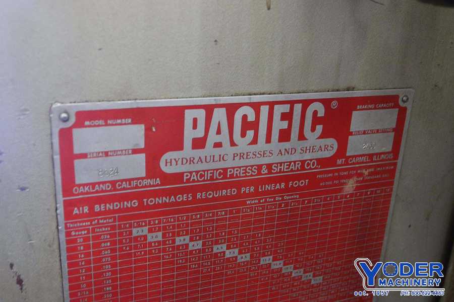 150 Ton, Pacific #150PF-OBS Pressformer, C-frame hydraulic brake, 10" stroke, 31" between housing, 1980 - Image 8