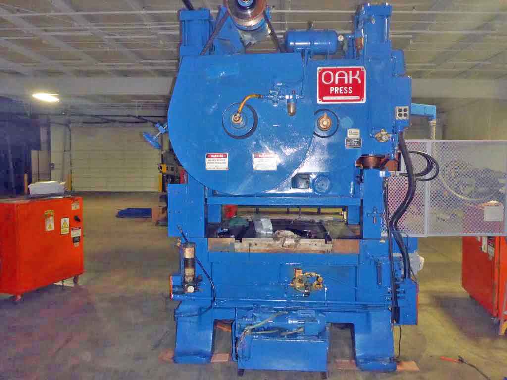 100 Ton, Oak #FP3-54-1422, fin press line, 1.5" stroke, 9"-12" Shut Height, 51" x48" die area, 1994 - Image 6