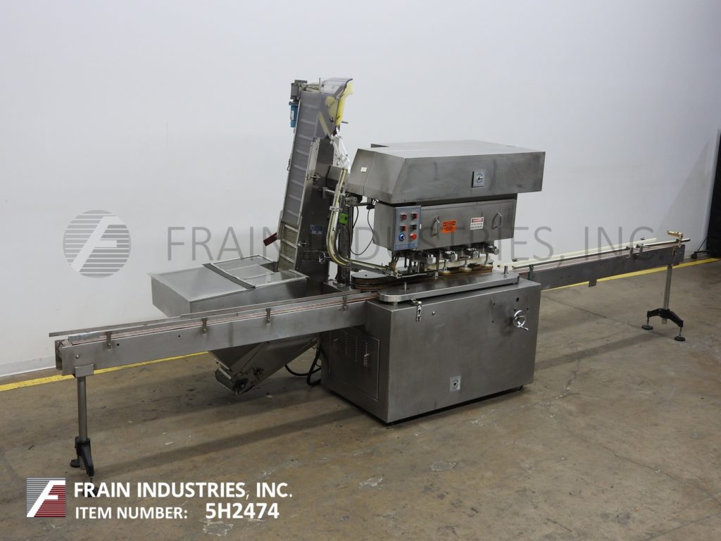 Karl Clement #U4, automatic, inline, Stainless Steel, 4 station (8 spindle) feeder, capper & conveyor, 10-90 - Image 1