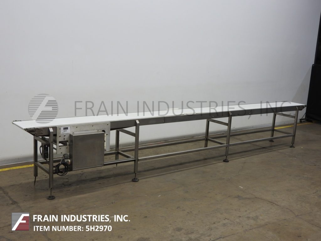 20" wide x 23.6' long, Stainless Steel conveyor belt, neoprene belt with bottom 1/2 HP drive - Image 1