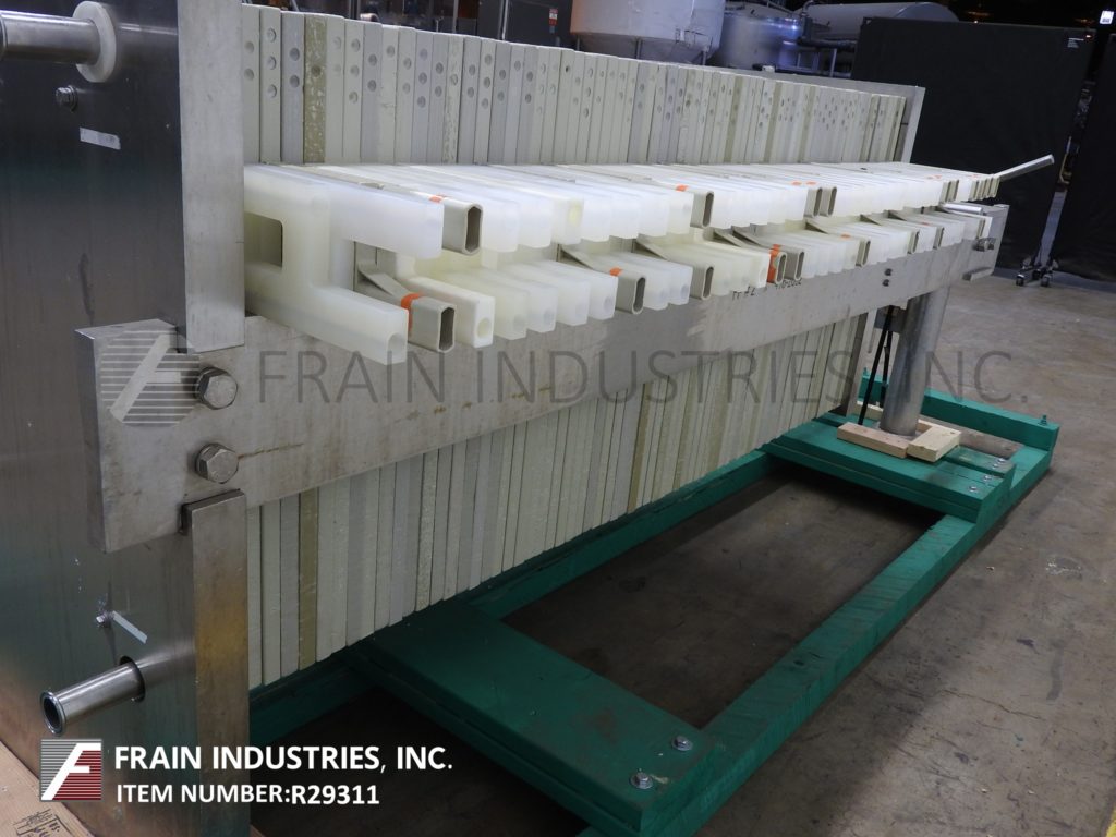 24" x 24" Perrin, horizontal, Stainless Steel, side bar plate & frame filter press, 31/32 plates, hand crank - Image 2