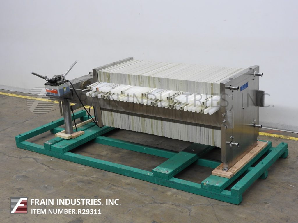 24" x 24" Perrin, horizontal, Stainless Steel, side bar plate & frame filter press, 31/32 plates, hand crank - Image 5