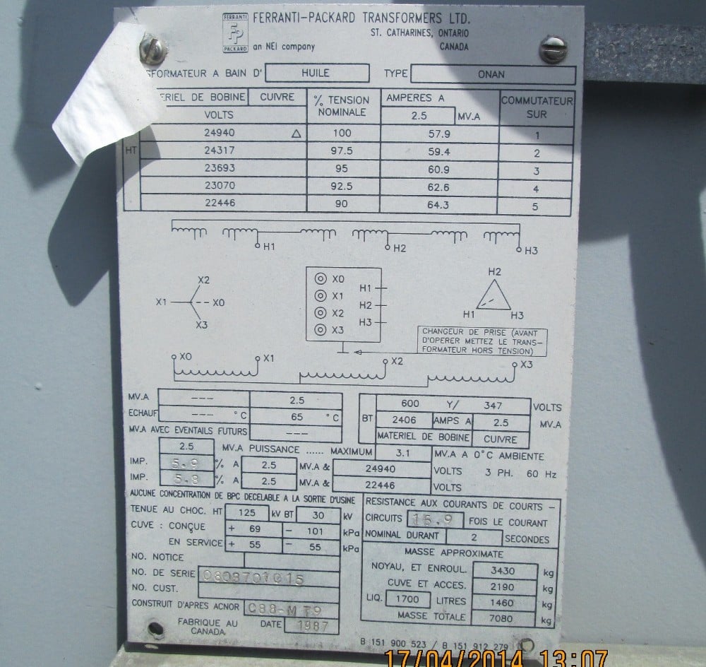 2500-3333 KVA 24940 Delta Primary, 600Y Secondary, Westinghouse, station, side-side - Image 4