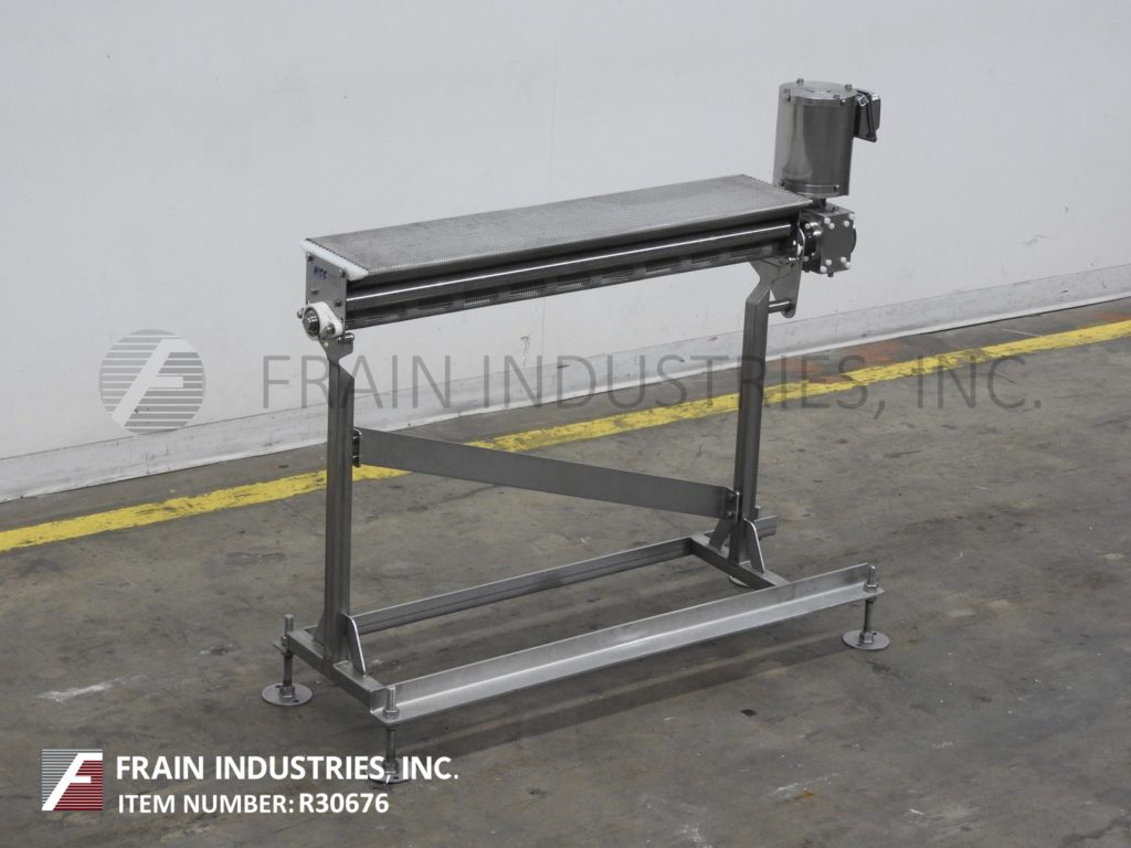42" wide, NCC Automated Systems Stainless Steel transfer conveyor, 9" long, bull nose transfer ends powered - Image 5