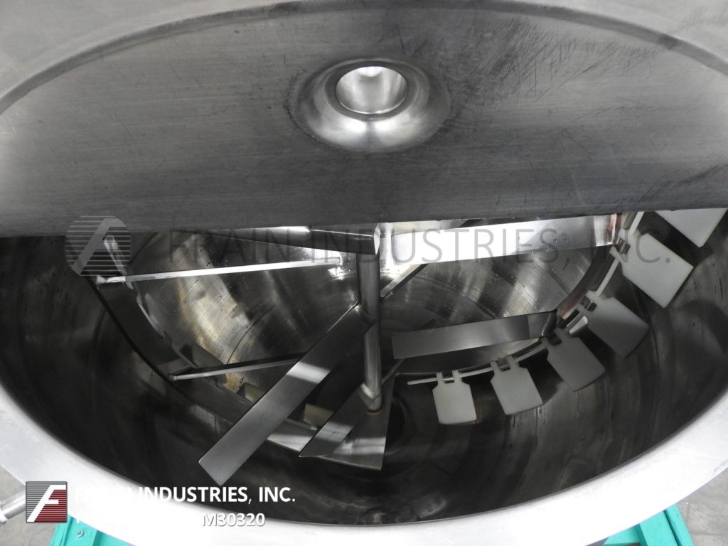 Lee #100-D9MS, 316 Stainless Steel jacketed kettle, 90 psi, 36" ID x 30" deep, flip up covers, dish bottom - Image 2