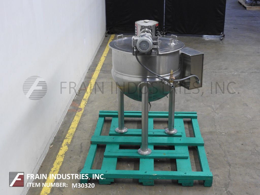 Lee #100-D9MS, 316 Stainless Steel jacketed kettle, 90 psi, 36" ID x 30" deep, flip up covers, dish bottom - Image 3