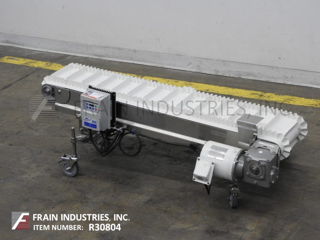 7-1/2" wide x 4.7' long, Dorner, decline cleated feed conveyor, Neoprene belt, 1/2 HP drive with a vari-speed - Image 1