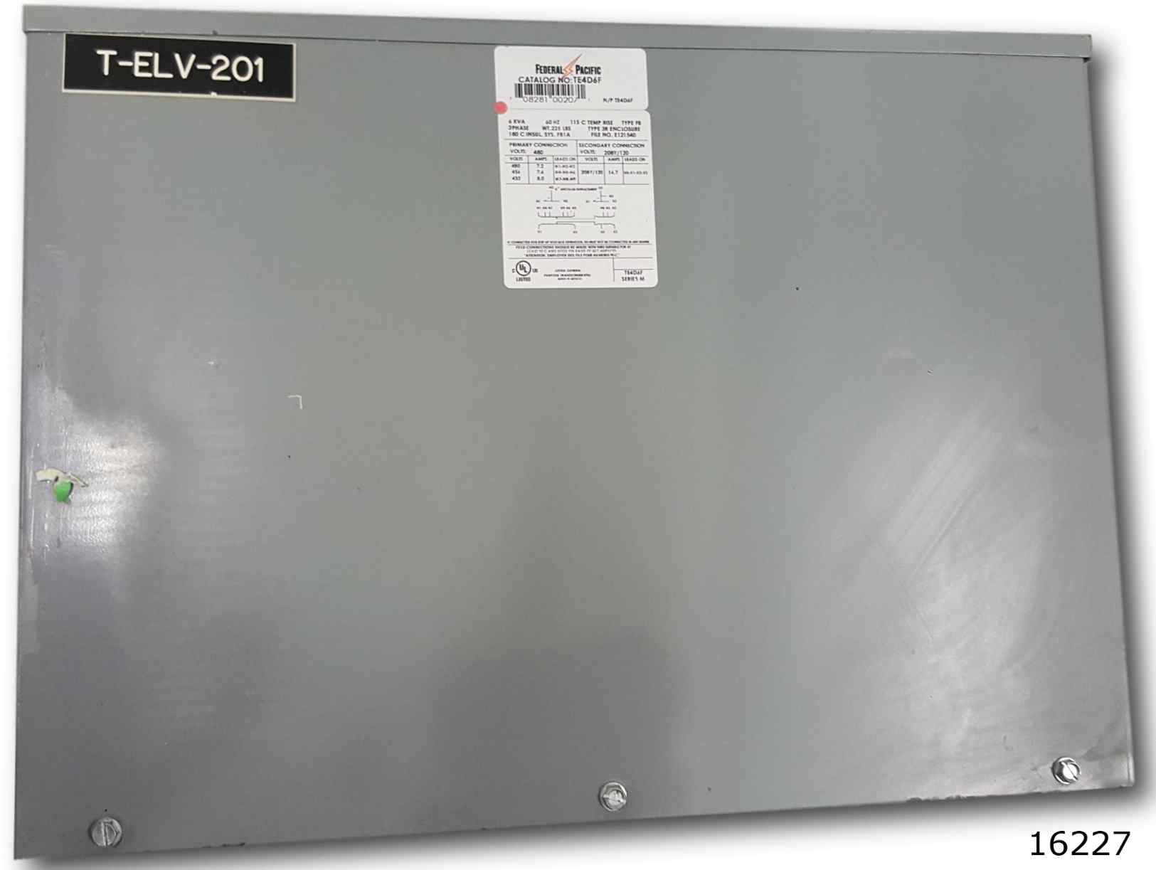 6 KVA 480 Primary, 208Y/120 Secondary, Federal Pacific #TE4D6F, power transformer - Image 1