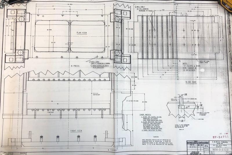 300 Ton, Bliss #SC2-300-96-54, straight side double crank, 10" stroke, 40" Shut Height, 12" adj, 96" x54"bed - Image 6