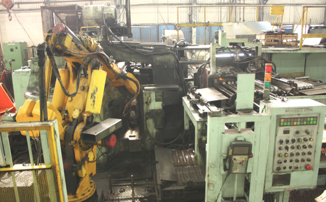 7" Ajax Axle Forging Line w/Newelco 600 KW ind heater, bar feeder, Fanuc robot, inspect running - Image 1