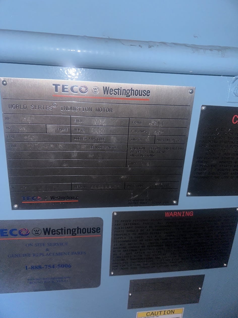 1950 HP 900 RPM Teco, Frame 5614, weather protected enclosure type 2, SLV, unused, 4000 Volts - Image 2
