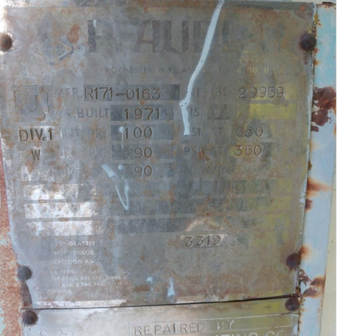 1000 gallon Pfaudler, reactor, G/L, 100 psi, jacketed, 66" dia. x 60" straight side, welded dished top and - Image 3