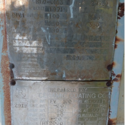 1000 gallon Pfaudler, reactor, G/L, 100 psi, jacketed, 66" dia. x 60" straight side, welded dished top and - Image 5