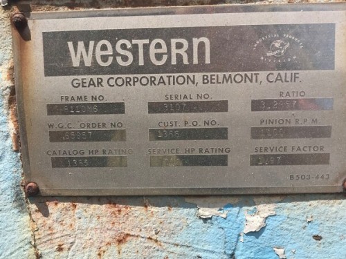 1379 BHP @ 3614 RPM, Western #8110MS, 1100 RPM out, 3.2857:1,1 service factor, #2478/2479 (2 available) - Image 3