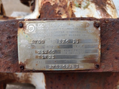 510 GPM @ 337' TDH, Goulds #3700, 3x6x11, 3560 RPM - Image 1