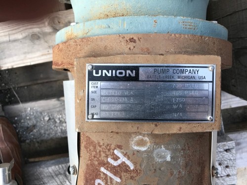 75 GPM @ 83' TDH, Union, 2x3x10 VLK (CA7NM), 1760 RPM, #3214 - Image 2