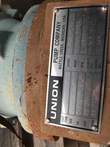 75 GPM @ 83' TDH, Union, 2x3x10 VLK (CA7NM), 1760 RPM, #3214 - Image 5