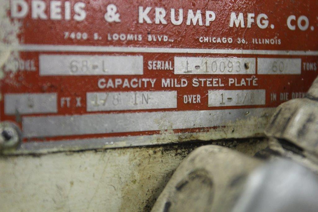 60 Ton, Chicago #68-L, mechanical press brake, 8' overall, 72" between housing, 3" stroke, 1955, #9796 - Image 7