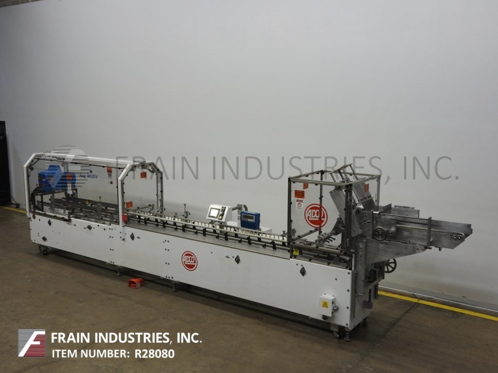 Adco #15D105EC, semi-automatic, horizontal, hot melt glue cartoner, 25-100 cartons per minute, Nordson hot - Image 1