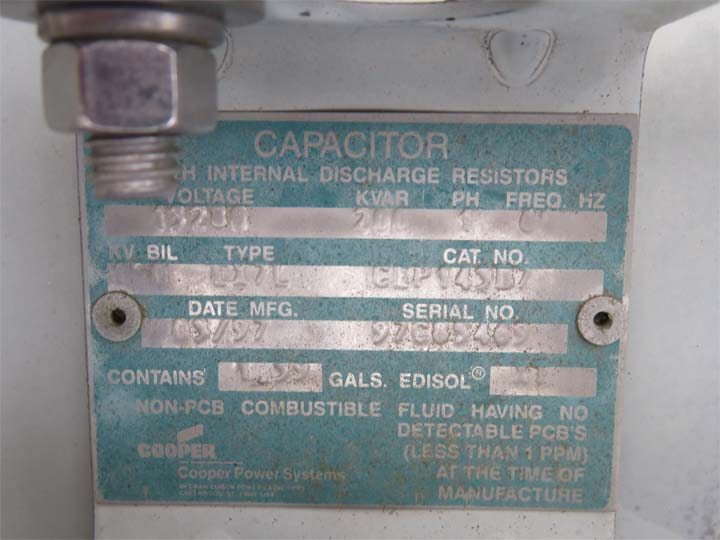 7200 KVAR, 13200 V, COOPER CEB96035A2, 36 CANS @ 200 KVAR, SINGLE PHASE - Image 1