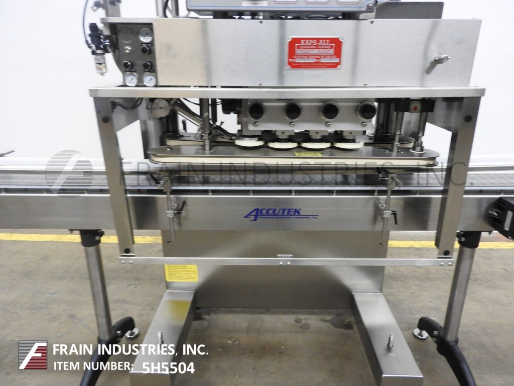 Kaps-All #FC8, Stainless Steel, 8 spindle capper, with 6" W x 120" L Delran conveyor, motorized capper head - Image 2