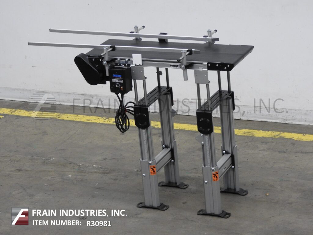 12" wide x 3' long, Dorner #2200, aluminum frame belt conveyor, 28"-36" H infeed/discharge, vari-speed - Image 1