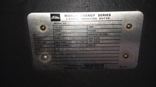 350 HP 1800 RPM Toshiba, Frame 5011US, TEFC BB, 2300 Volts, New Surplus (2 available) - Image 2