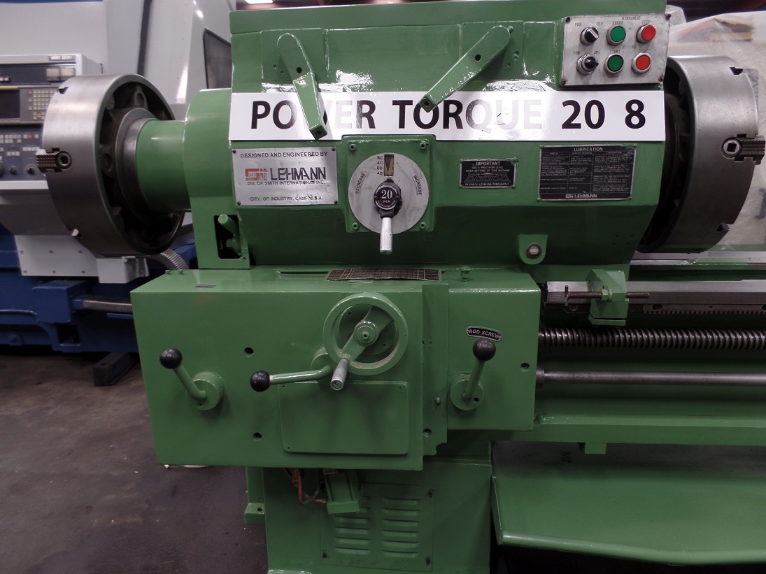 20" x 120" Lehmann #20-8, 7" spdl bore, taper, air kick outs, 555 RPM, front & rear chucks, 25 HP, steady - Image 2