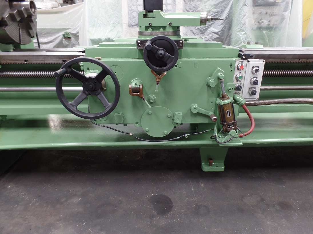 20" x 120" Lehmann #20-8, 7" spdl bore, taper, air kick outs, 555 RPM, front & rear chucks, 25 HP, steady - Image 4