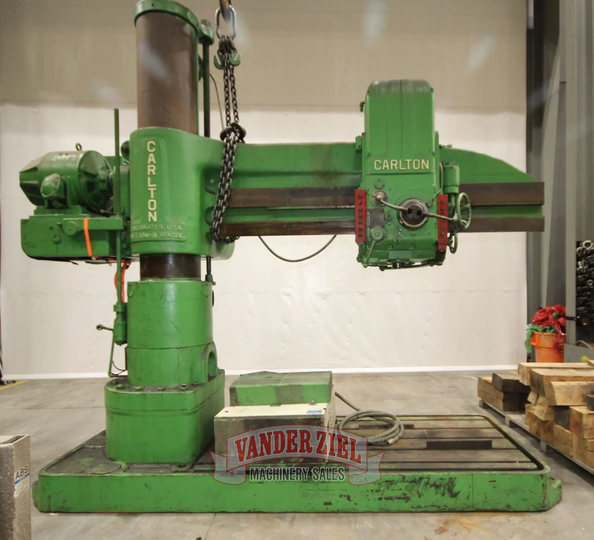 8' -19" Carlton #4A, radial drill, 50" x 101" base, #6MT, #13966 - Image 1