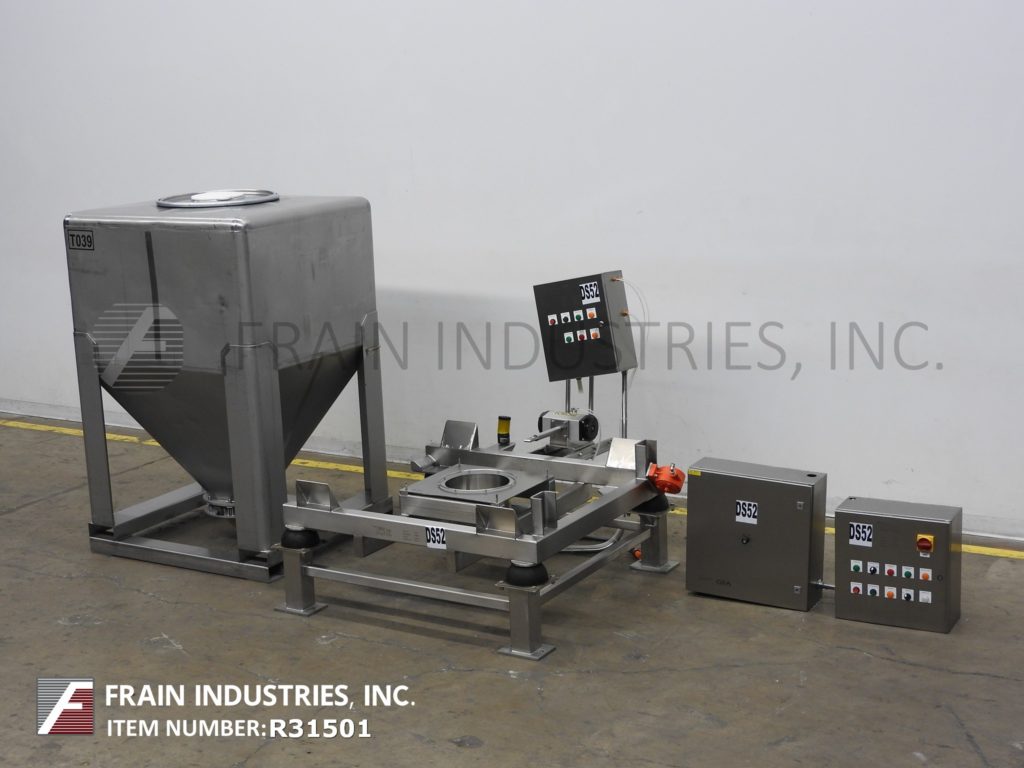 50 cu.ft., Tote Systems #13342-M01, Stainless Steel powder tote bin with u, 1400 liter capacity, clamp down - Image 1