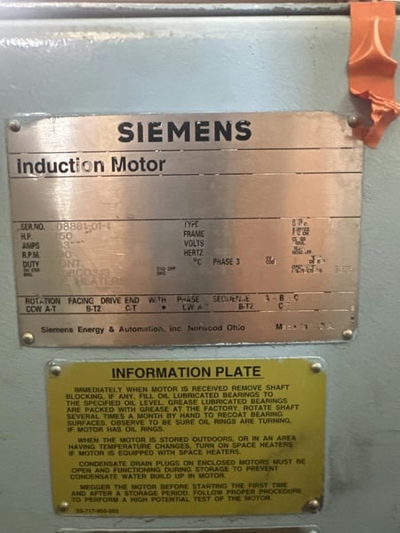 1750 HP 1200 RPM Siemens, Frame 6811, weather protected enclosure type 2, Ball, rebuilt, 2300 Volts - Image 3