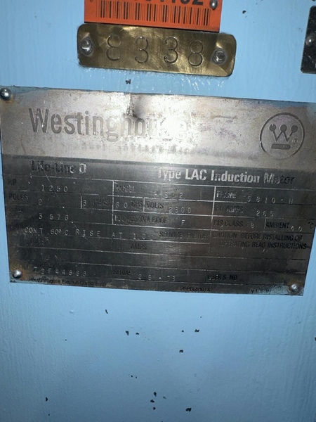 1250 HP 3600 RPM Westinghouse, Frame 5810H, weather protected enclosure type 2, rebuilt, 2300 Volts - Image 2