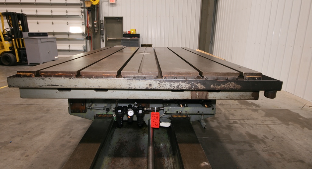 72" x 96" Giddings & Lewis air lift rotary table, 52" L/R movement, 6 T-slots, #12973 - Image 4