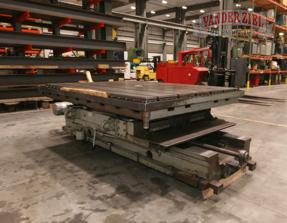 72" x 96" Giddings & Lewis air lift rotary table, 52" L/R movement, 6 T-slots, #12973 - Image 6