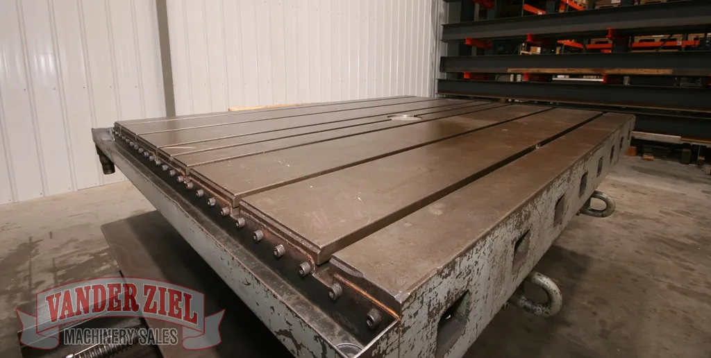 72" x 96" Giddings & Lewis air lift rotary table, 52" L/R movement, 6 T-slots, #12973 - Image 9