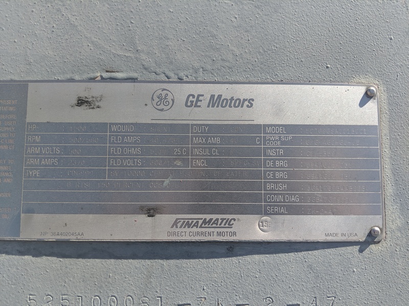1500 HP 500/580 RPM General Electric, wound shunt, 2370 amps arm, 500VA, 150/300VF (2 available) - Image 7