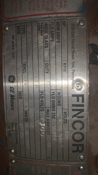 200 HP 1750/2500 RPM General Electric, Frame 3610AT, DPBV, stab shunt, 500 VA, 300 VF - Image 2