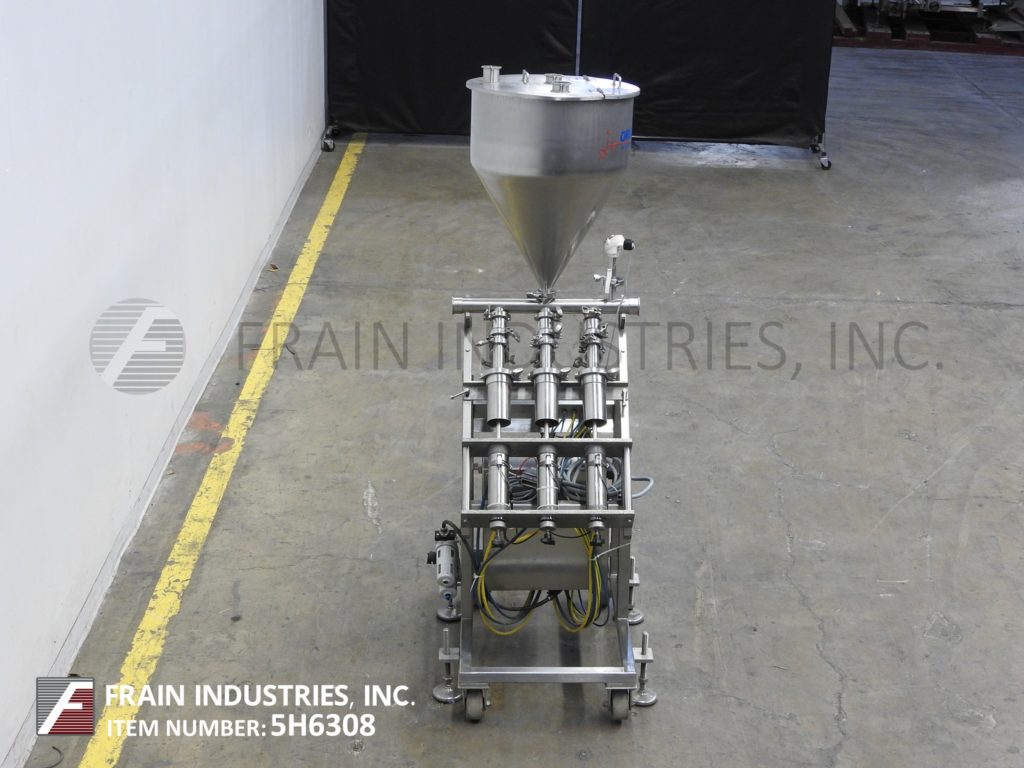 Orics #VFND1603, automatic, Stainless Steel, 3 head piston filler with 18" x 27" hopper with top cover, 5-30 - Image 3
